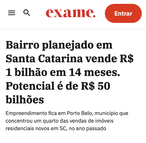Exame — Bairro planejado vende R$ 1 bilhão